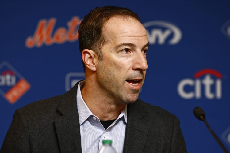 NEW YORK, NY - DECEMBER 20: General manager Billy Eppler of the New York Mets talks during a press conference to introduce pitcher Justin Verlander at Citi Field on December 20, 2022 in New York City. (Photo by Rich Schultz/Getty Images)